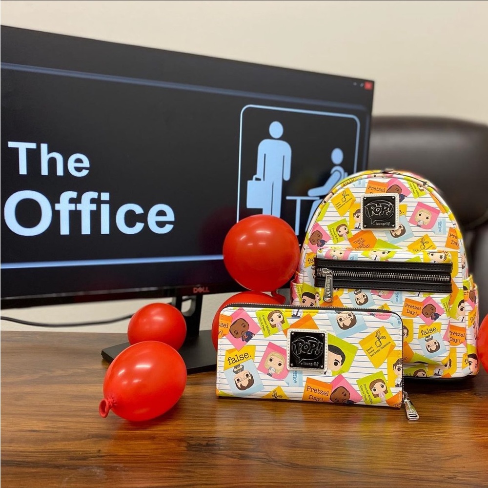Exclusive Loungefly Funko the Office Sticky Notes Backpack and Wallet